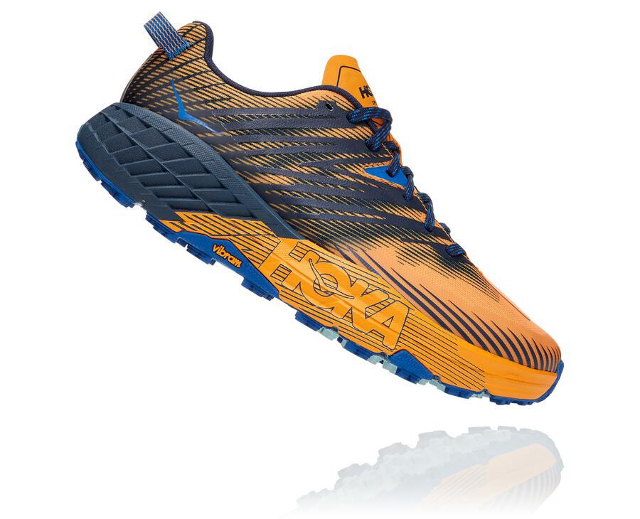 Trail Shoes Mens - Hoka One One Speedgoat 4 - Orange/Black - HUYJRAG-30